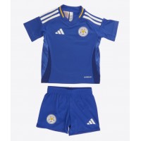 Camisa de Futebol Leicester City Jamie Vardy #9 Equipamento Principal Infantil 2024-25 Manga Curta (+ Calças curtas)